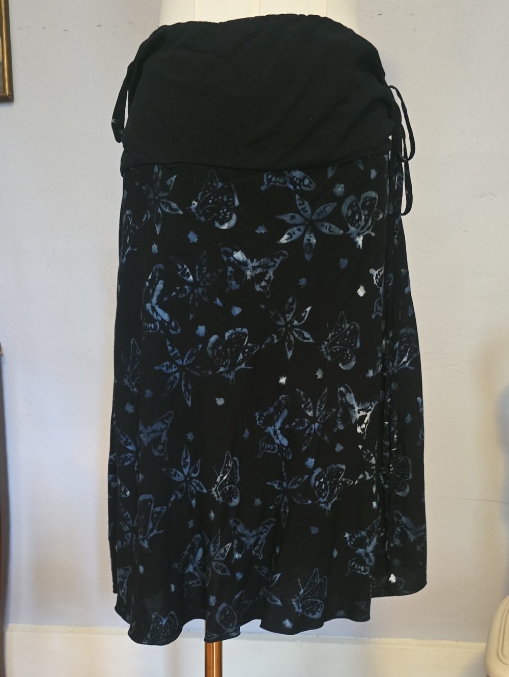 Black Floral Butterfly Midi Skirt - Women